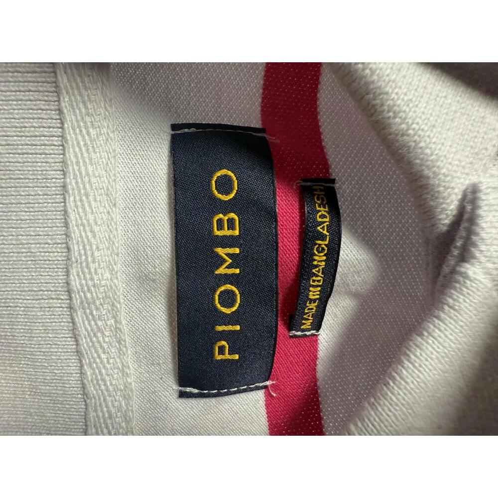 NWT Piombo Pink White Stripe Short Sleeve Pique Polo Shirt Womens US Size S - Picture 6 of 9